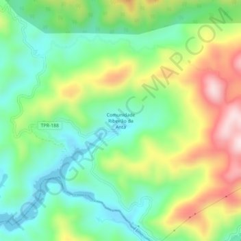 Topografische Karte Comunidade Ribeirão da Anta, Höhe, Relief