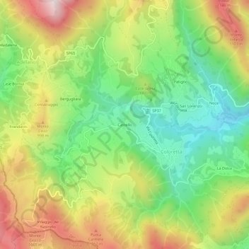 Topografische Karte Castello, Höhe, Relief