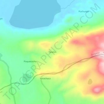 Topografische Karte Tacana, Höhe, Relief