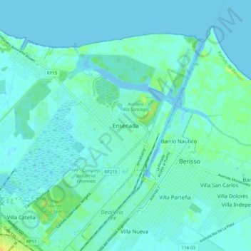 Topografische Karte Ensenada, Höhe, Relief