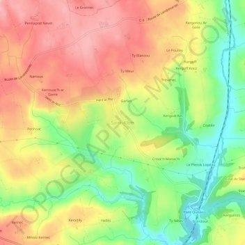 Topografische Karte Saint-Albin, Höhe, Relief
