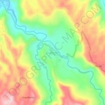 Topografische Karte Cubantia, Höhe, Relief