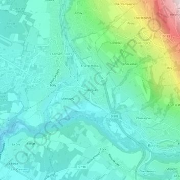 Topografische Karte La Bergue, Höhe, Relief