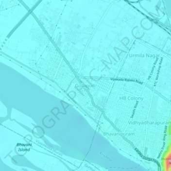 Topografische Karte Gollapudi, Höhe, Relief
