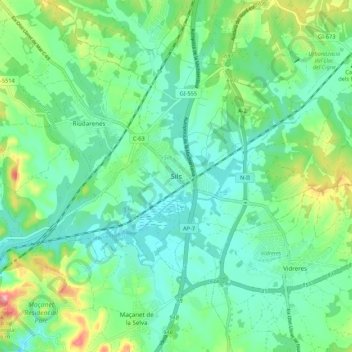 Topografische Karte Sils, Höhe, Relief