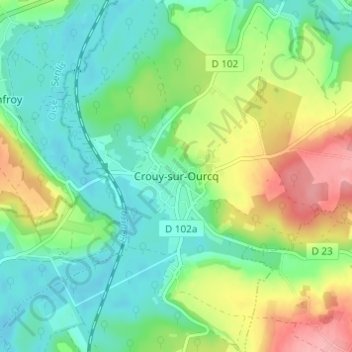 Topografische Karte Crouy-sur-Ourcq, Höhe, Relief