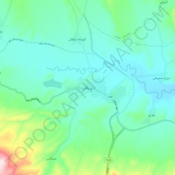 Topografische Karte ورزقان, Höhe, Relief