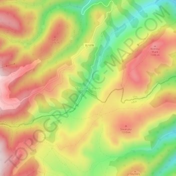 Topografische Karte Muntele Cacovei, Höhe, Relief