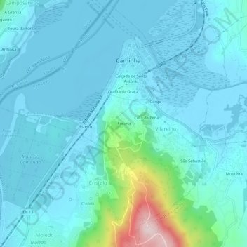 Topografische Karte Portela, Höhe, Relief