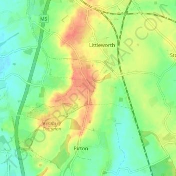 Topografische Karte Stonehall, Höhe, Relief