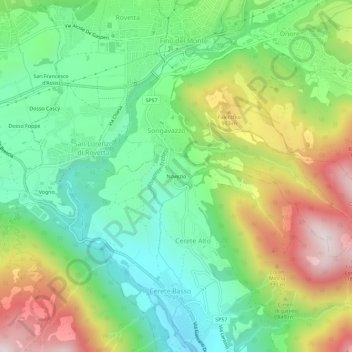 Topografische Karte Novezio, Höhe, Relief