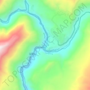 Topografische Karte Sumdo, Höhe, Relief