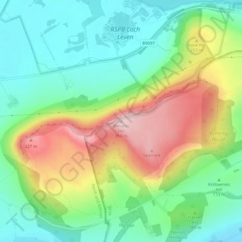 Topografische Karte Benarty Hill, Höhe, Relief