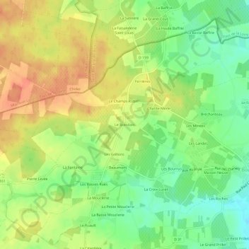 Topografische Karte Le Brandais, Höhe, Relief