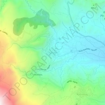 Topografische Karte Kritsa, Höhe, Relief