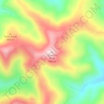 Topografische Karte Queens Peak, Höhe, Relief