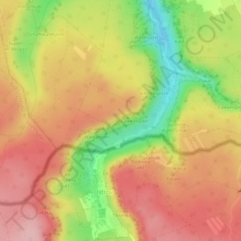 Topografische Karte Titan, Höhe, Relief