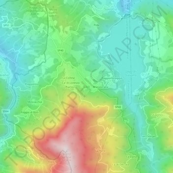 Topografische Karte Badi, Höhe, Relief