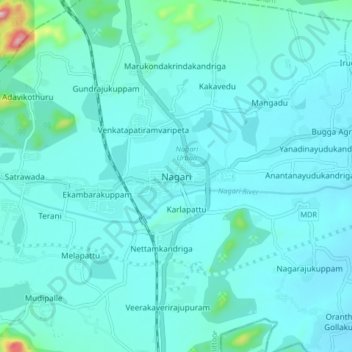 Topografische Karte Nagari, Höhe, Relief