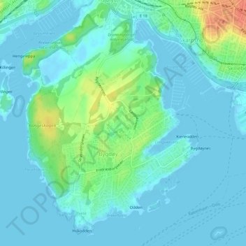 Topografische Karte Telemark, Höhe, Relief
