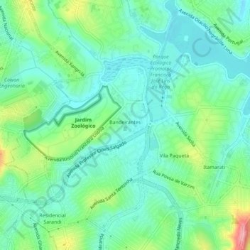 Topografische Karte Bandeirantes II, Höhe, Relief