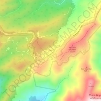 Topografische Karte Love, Höhe, Relief