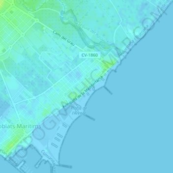 Topografische Karte La Malvarrosa, Höhe, Relief