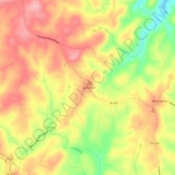 Topografische Karte Sanville, Höhe, Relief