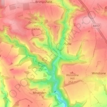 Topografische Karte Caudle Green, Höhe, Relief