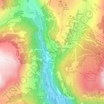 Topografische Karte Pianazzo, Höhe, Relief