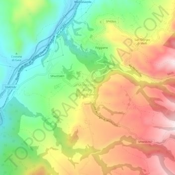 Topografische Karte Monticchio Bagni, Höhe, Relief