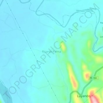 Topografische Karte Ricardo Palma, Höhe, Relief