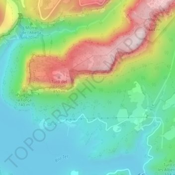 Topografische Karte Cingles de Tavertet, Höhe, Relief