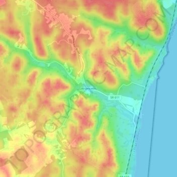 Topografische Karte Widewater, Höhe, Relief