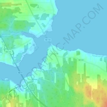 Topografische Karte Cocagne, Höhe, Relief