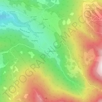Topografische Karte La Boutière, Höhe, Relief