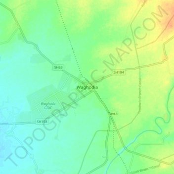 Topografische Karte Waghodia, Höhe, Relief