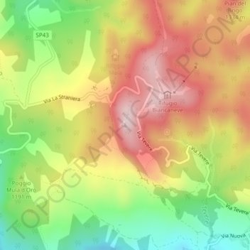 Topografische Karte Monte Fumaiolo, Höhe, Relief