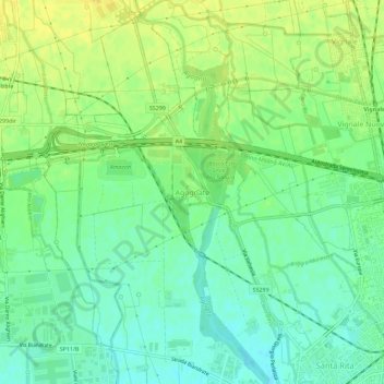 Topografische Karte Agognate, Höhe, Relief