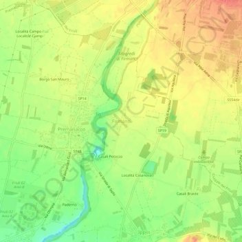 Topografische Karte Firmano, Höhe, Relief