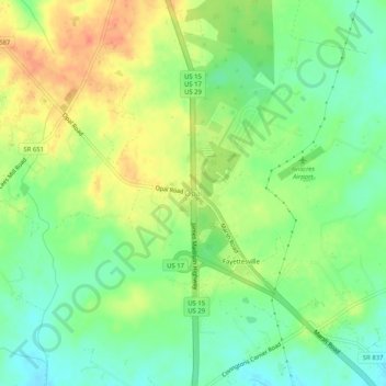 Topografische Karte Opal, Höhe, Relief