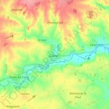 Topografische Karte Clare, Höhe, Relief