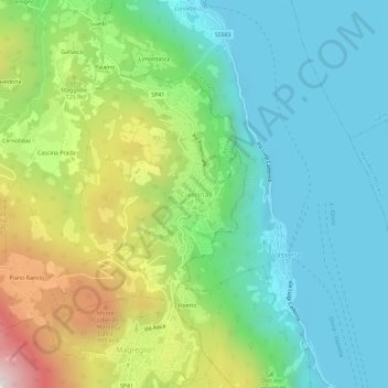 Topografische Karte Civenna, Höhe, Relief