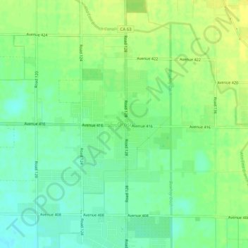 Topografische Karte Orosi, Höhe, Relief