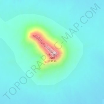 Topografische Karte Factory Butte, Höhe, Relief