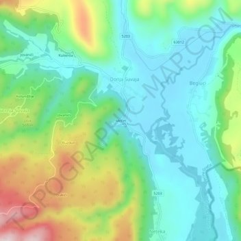 Topografische Karte Mečet, Höhe, Relief