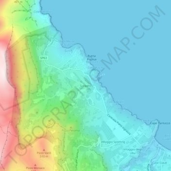 Topografische Karte Scopello, Höhe, Relief