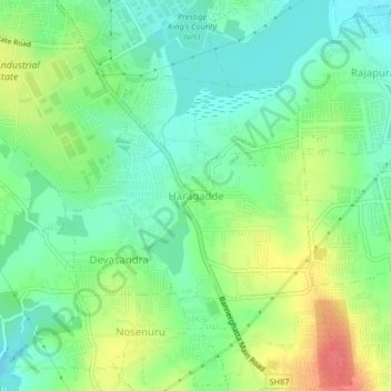 Topografische Karte Haragadde, Höhe, Relief