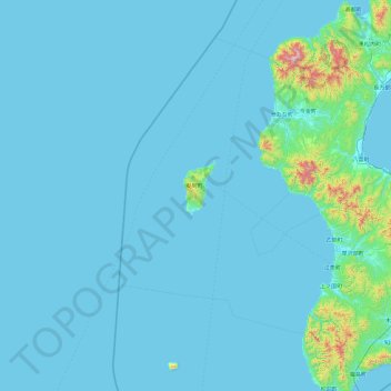 Topografische Karte 奥尻郡, Höhe, Relief
