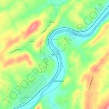 Topografische Karte Riverville, Höhe, Relief